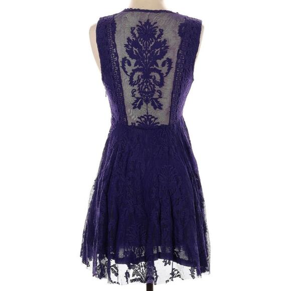 Free People Reign Over Me Size 0 Purple Brocade Damask Dress - Picture 3 of 6
